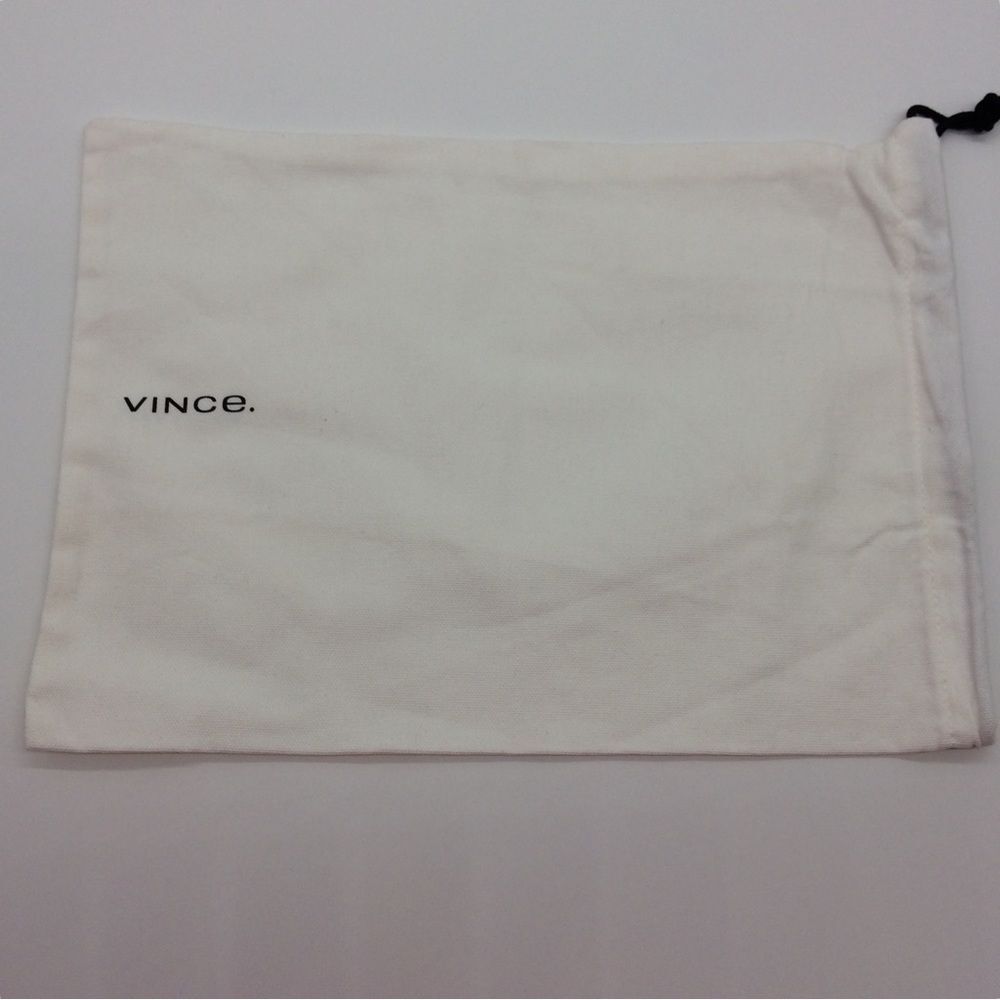 Vince. White Cotton Dust Bag with Black Print and Drawstring
